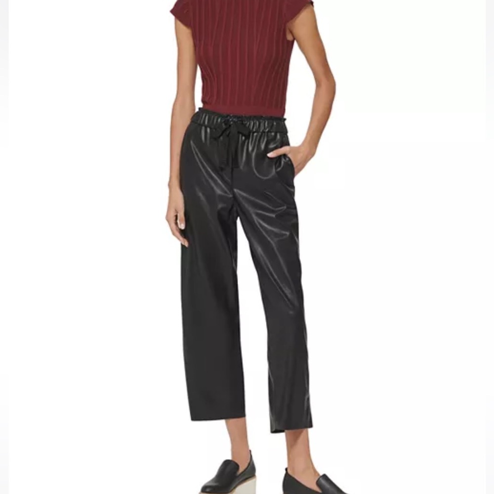 DKNY Women’s High-Rise Cropped Faux Leather Pants